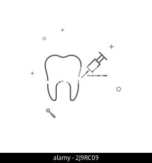 Icona linea vettoriale semplice per anestesia dentale. Simbolo, pittogramma, segno isolato su sfondo bianco. Tratto modificabile. Regolare lo spessore della linea. Illustrazione Vettoriale