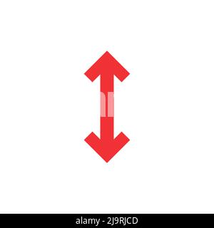 Icona Inverti vettore verticale. Due frecce di linea rosse opposte isolate su bianco. Icona piatta. Icona Exchange. Ideale per interfacce Web e software. Flip flop p Illustrazione Vettoriale