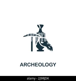 Archeologia icona. Icona monocromatica Simple Science per modelli, web design e infografiche Illustrazione Vettoriale