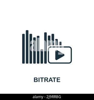 Icona bitrate. Icona monocromatica Simple Streaming per modelli, web design e infografiche Illustrazione Vettoriale