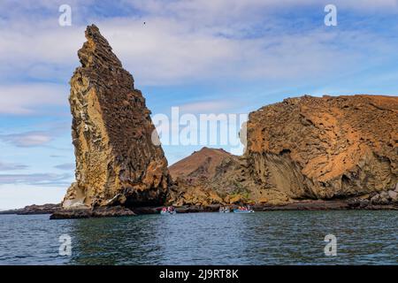 Pinnacle Rock, Bartholomew Island, Galapagos Islands, Ecuador. Foto Stock