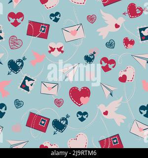 Carino Valentine Air mail e messaggi Illustrazione Vettoriale