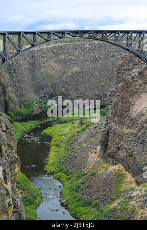 Peter Skene Ogden state Viewpoint, Oregon, USA. Ponte Crooked e fiume. Foto Stock