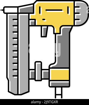 illustrazione vettoriale dell'icona del colore dello strumento chiodatrice Illustrazione Vettoriale