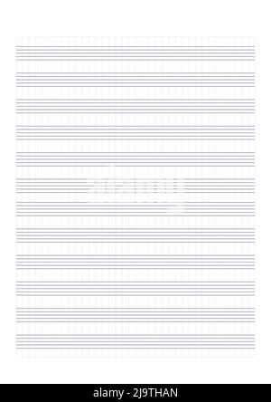 Carta per grafici. Carta a griglia stampabile con doghe su sfondo bianco. Un foglio di musica vuoto con il personale. Modello geometrico per composizione, educazione Illustrazione Vettoriale