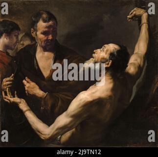 Il martirio di San Bartolomeo, uno dei dodici discepoli di Gesù, di Giusepe de Ribera Foto Stock