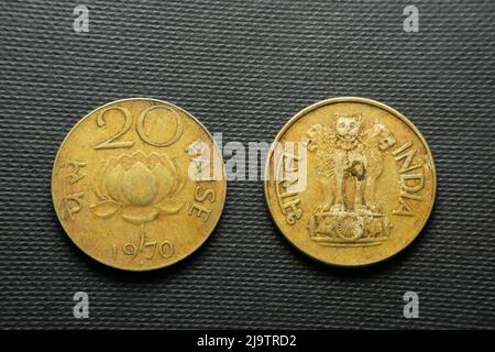 20 Paise 1970, India, Nickel-Brass Foto Stock