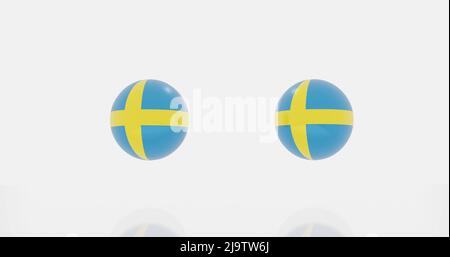 3D rappresentazione del globo in Svezia bandiera di paesi per icona o simbolo. Foto Stock