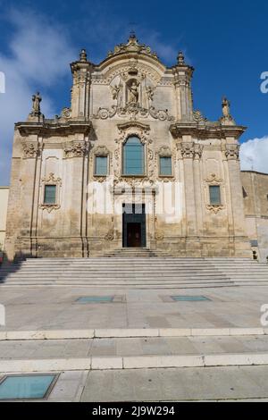 Matera - il portale barocco della Chiesa dis San Francisco Assisi. Foto Stock