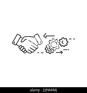 Icona di handshake. Semplice simbolo piatto. Illustrazione del pittogramma Perfect Black Illustrazione Vettoriale