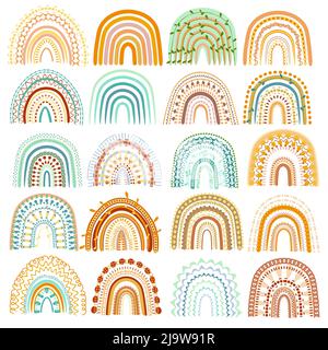Boho rainbow design bundle, vettore Illustrazione Vettoriale
