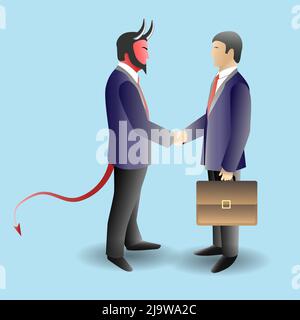 Illustrazione vettoriale del concetto di affare del diavolo Illustrazione Vettoriale