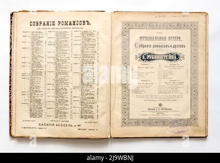 Spartiti d'epoca, dell'Impero Russo, 1880s. Foto Stock