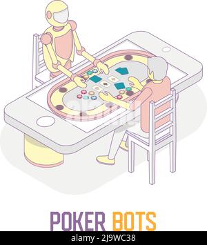 Illustrazione isometrica del vettore dei bot del poker Illustrazione Vettoriale