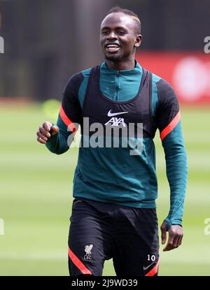 Liverpool, Regno Unito. 25th maggio 2022; AXA Training Center, Liverpool, Inghilterra: Liverpool FC Press Conference e training di squadra in vista della loro finale di Champions League contro Real Madrid a Parigi: Mohammed Salah di Liverpool Credit: Action Plus Sports Images/Alamy Live News Foto Stock