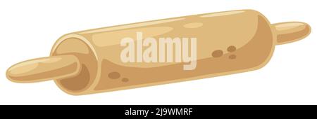 Illustrazione del perno di rotolamento in legno. Immagine per panifici e alimentari. Icona stilizzata. Illustrazione Vettoriale