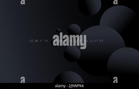 Sfondo geometrico minimo scuro di alta qualità con bolla graduata. Composizione dinamica delle forme nere con il moderno design Abstract per il modello Landing page Illustrazione Vettoriale