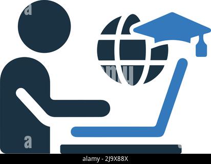 Online, icona Studio. Bel design e vettore completamente modificabile per uso commerciale, file stampati e presentazioni, materiali promozionali, web o qualsiasi altro Illustrazione Vettoriale