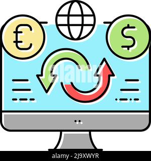 vendita o acquisto di valuta estera icona a colori immagine vettoriale Illustrazione Vettoriale