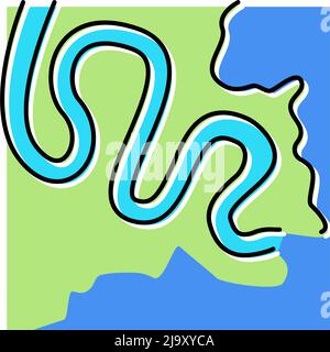 immagine vettoriale dell'icona del colore del fiume meandering Illustrazione Vettoriale