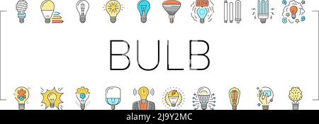Lampadina energia elettrica Accessori icone Set Vector Illustrazione Vettoriale
