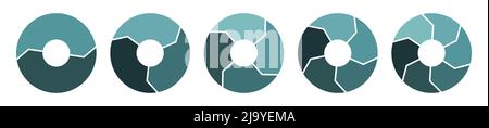 Icona Lifecycle Circulation con frecce 2, 3, 4, 5, 6. Infografo a rotazione di parti spesse. Turchese caldo menta verde cerchio infografica. Vettore piatto illus Illustrazione Vettoriale
