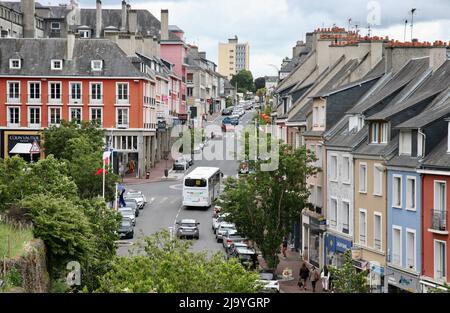 Una vista dei droni di Saint-lo nel cuore della Normandia, Francia, Europa Foto Stock