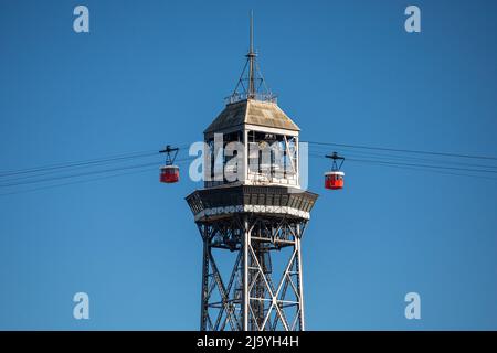 Telèferic de Montuitic - funivia a Barcellona, Spagna Foto Stock