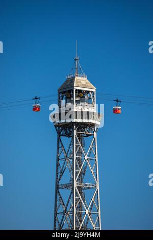 Telèferic de Montuitic - funivia a Barcellona, Spagna Foto Stock