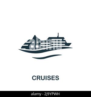 Icona crociere. Icona Monocolore Simple Travel per modelli, web design e infografiche Illustrazione Vettoriale