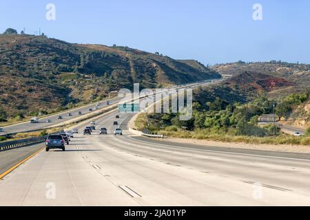 Semaforo sulla i-15 direzione nord vicino al ponte Lilac a Escondido, California USA Foto Stock