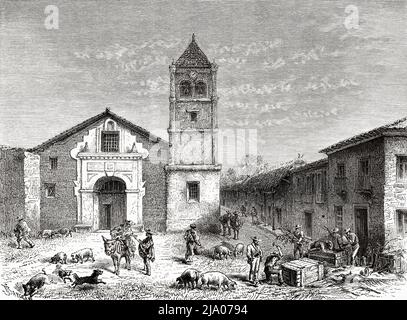 Chiesa del Convento di San Francisco a Cartago, Dipartimento valle Cauca. Colombia. Sud America. Viaggio attraverso l'America equinoziale 1875-1876 da Edward Francois Andre. Le Tour du Monde 1879 Foto Stock