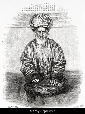 Tarantchi del Turkestan cinese. Yining, parte nordoccidentale dello Xinjiang nella Repubblica popolare Cinese, Asia Centrale. Da Orenburg a Samarcanda 1876-1878 di Madame Marie Ujfalvy-Bourdon, le Tour du Monde 1879 Foto Stock