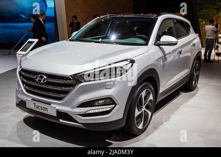 Auto Hyundai Tucson al Salone Internazionale del motore di Ginevra. Svizzera - 2 marzo 2016. Foto Stock