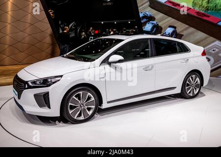 Auto Hyundai IONIQ in mostra al Salone Internazionale del motore di Ginevra. Svizzera - 2 marzo 2016. Foto Stock