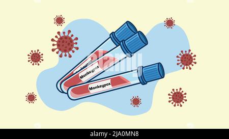 Vettore di provette per analisi del sangue Monkeypox Illustrazione Vettoriale