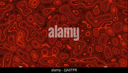 Immagine di più forme di liquido rosso incandescente che ondolano e scorrono senza intoppi Foto Stock