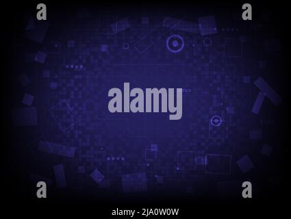 Retroscena hi-tech. Realtà virtuale innovazione ad alta tecnologia. Scheda a circuito stampato. Interfaccia sci-Fi futuristica. Business digitale. Forma geometrica Illustrazione Vettoriale