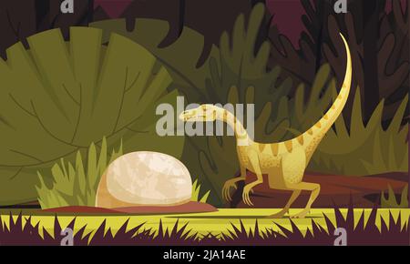 Dinosauri cartoon illustrazione con eodromaeus antico piccolo predatore argentino piatto vettore illustrazione Illustrazione Vettoriale