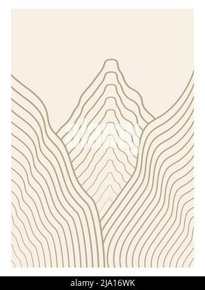Poster astratto estetico lineare paesaggistico Illustrazione Vettoriale