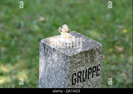 Vienna, Austria. Il cimitero centrale di Vienna. Angelo figura su una lapide Foto Stock