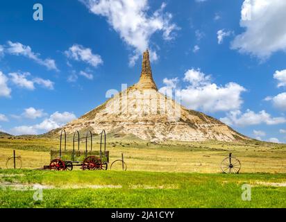 Il Camney Rock National Historic Site è stato un punto di riferimento lungo l'Oregon Trail, il California Trail e il Mormon Trail vicino a Bayard, Nebraska USA Foto Stock