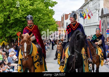 L'illustrazione raffigura l'evento della Processione del Sacro sangue (Heilige Bloedprocessie - Processione Saint-Sang), giovedì 26 maggio 2022 a Brugge. Durante Foto Stock