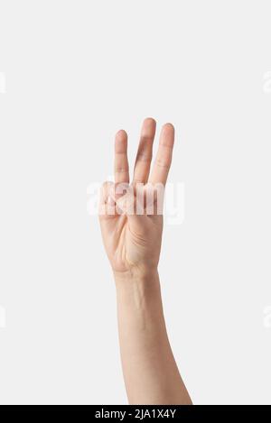 Contando sulle dita, quattro palmo interno. Foto Stock