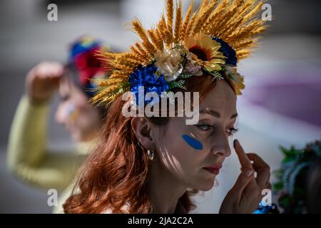 Protesta Ucraina della “marcia delle madri” (Марш Матерів) ad Hyde Park, Londra, Regno Unito. Foto Stock