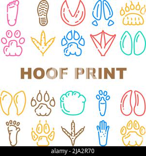 Hoof Print Vector Set di scarpe per animali, uccelli e esseri umani Illustrazione Vettoriale