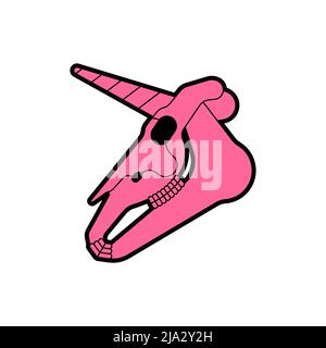 Cranio unicorno isolato. Cavallo magico con corno cranio. Illustrazione vettoriale Illustrazione Vettoriale
