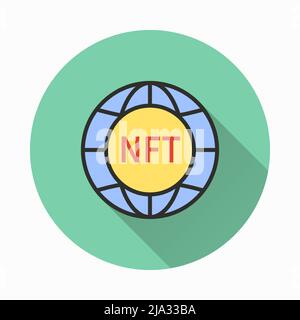 Icona NFT. Illustrazione semplice con lunga ombra per grafica e web design. Illustrazione Vettoriale