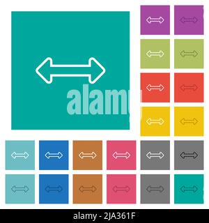 Ridimensiona il contorno orizzontale icone piatte multicolore su sfondi quadrati semplici. Sono incluse le variazioni delle icone bianche e scure per gli effetti del passaggio del mouse o attivi. Illustrazione Vettoriale