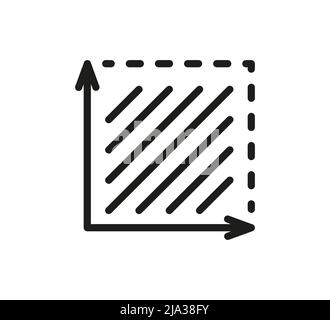 Icona di area quadrata. Segno degli assi delle coordinate. Sistema di coordinate icona del grafico matematico piatto. Misurazione dell'area del terreno. Posizionare il pittogramma della dimensione. Contorno vettoriale Illustrazione Vettoriale
